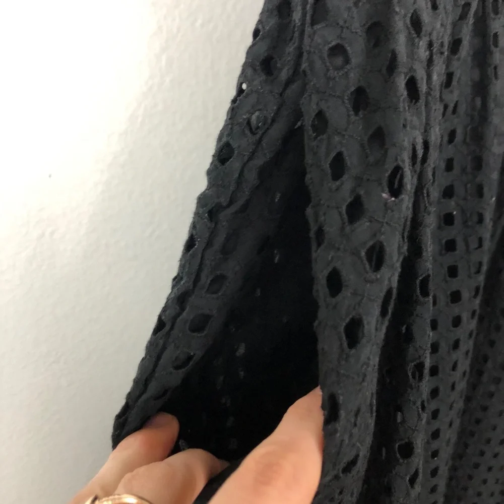 Whistles Lattice Broiderie Lace Sleeveless Fit & Flare Dress Black 6 Knee Length - Picture 6 of 11